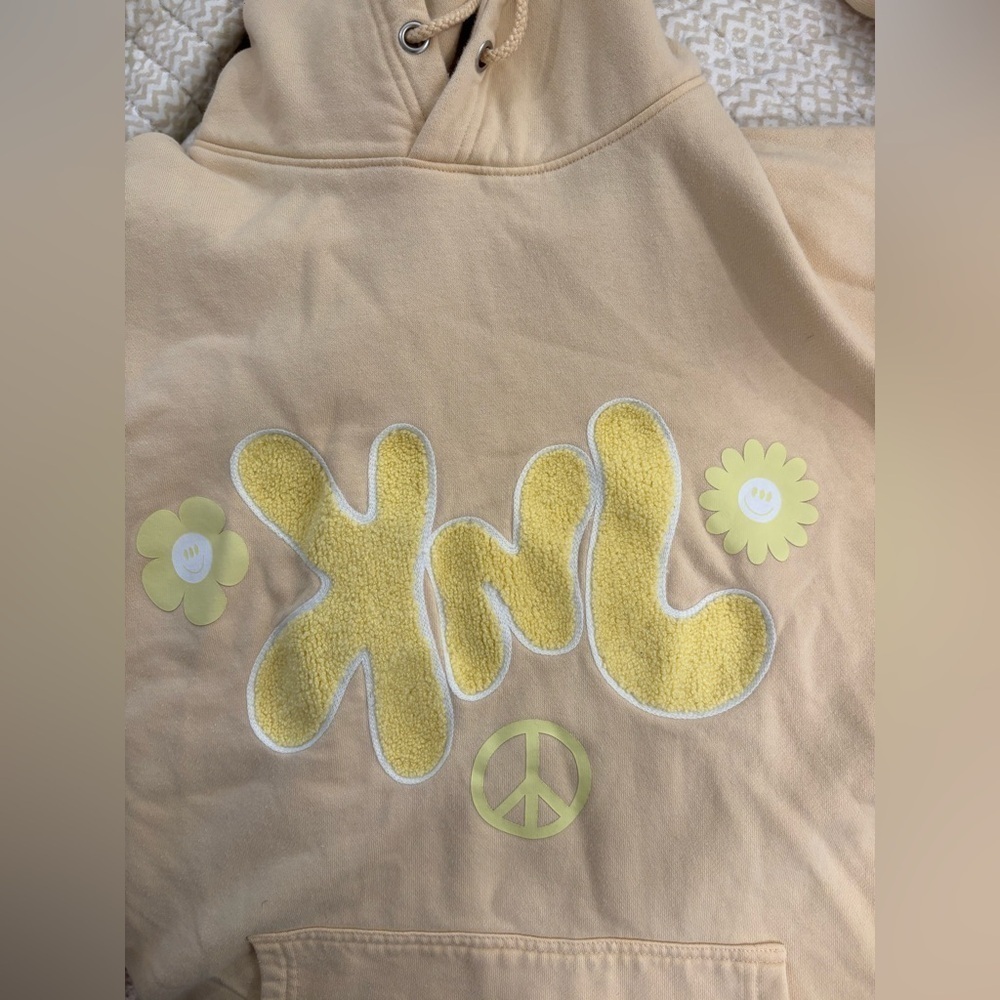 KNJ Yellow Hoodie Pullover Sweatshirt​​​​​ - Picture 4 of 6